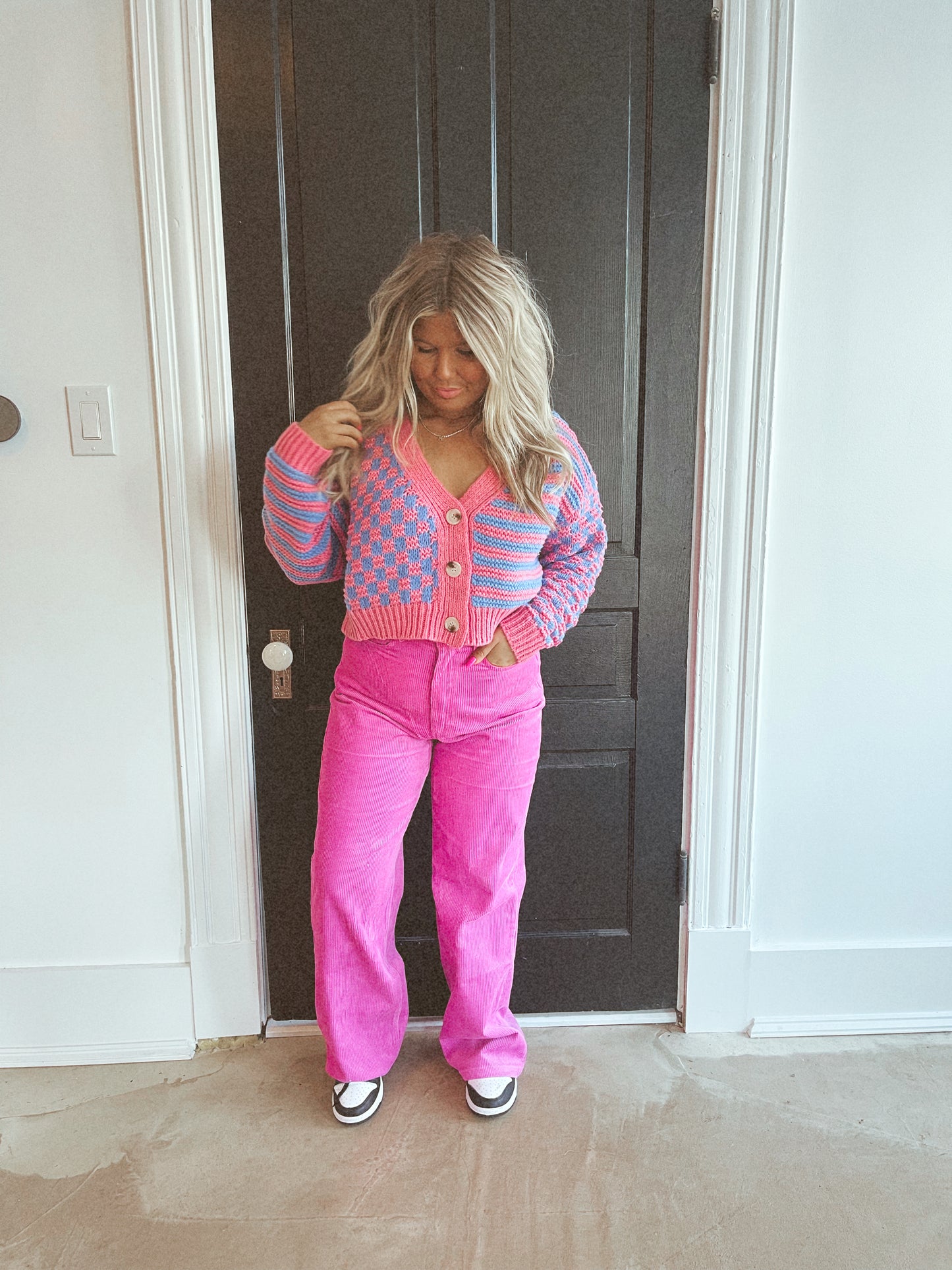 Pink Roses Corduroy Pants