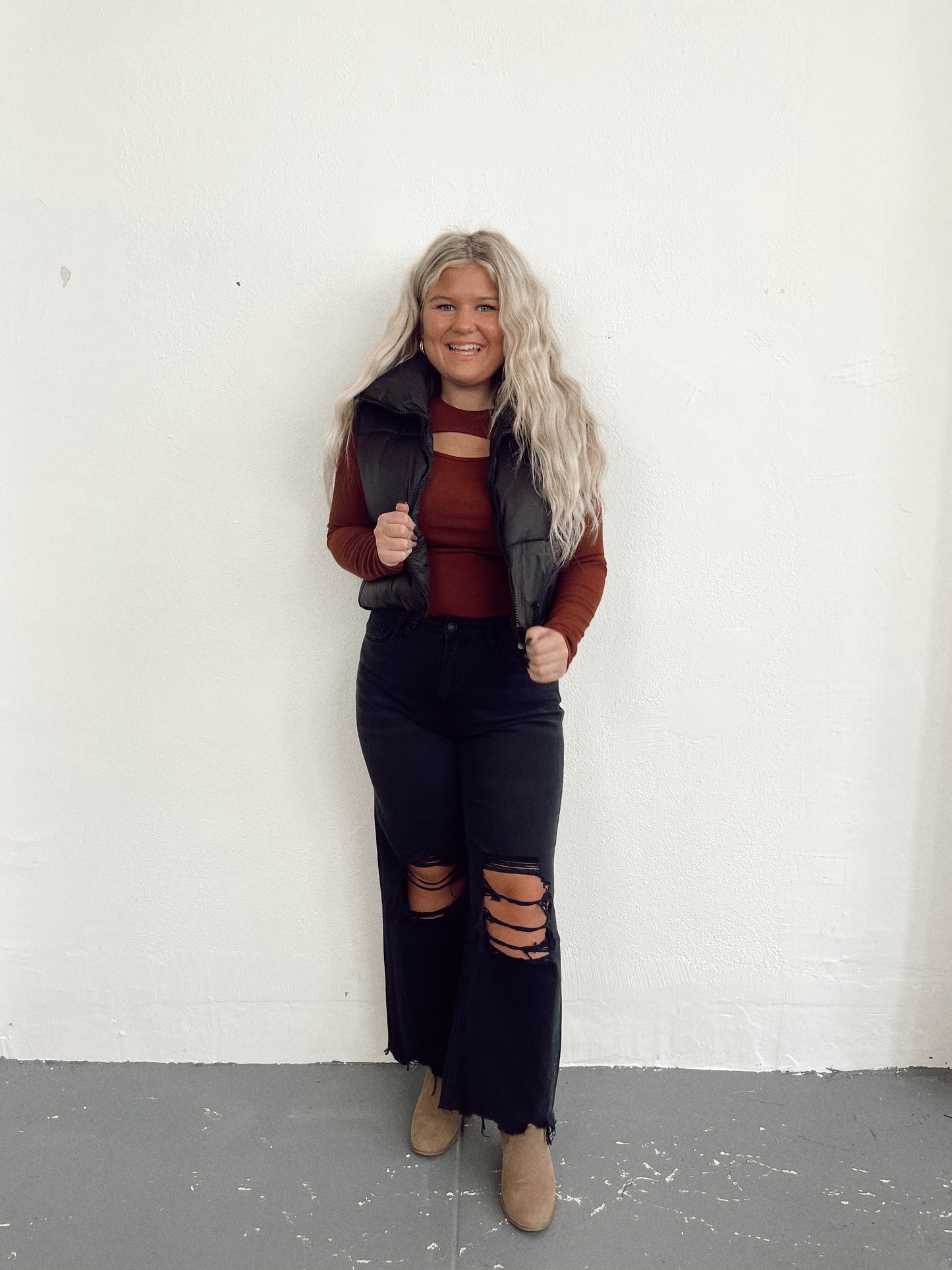 Cinnamon Cutout Long Sleeve