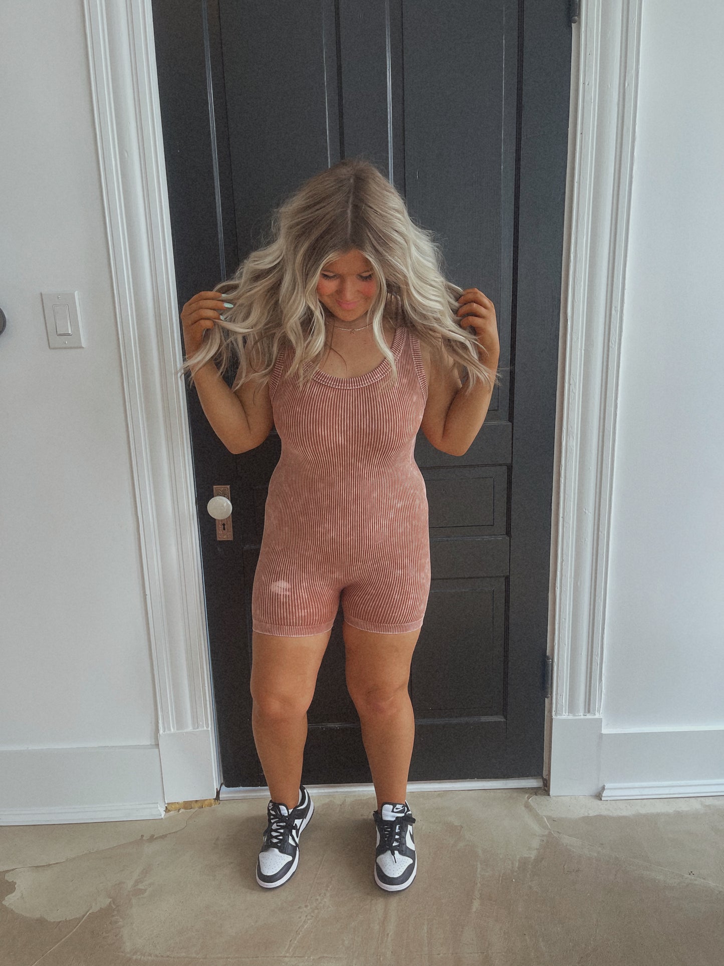 Desert Brown Ribbed Romper