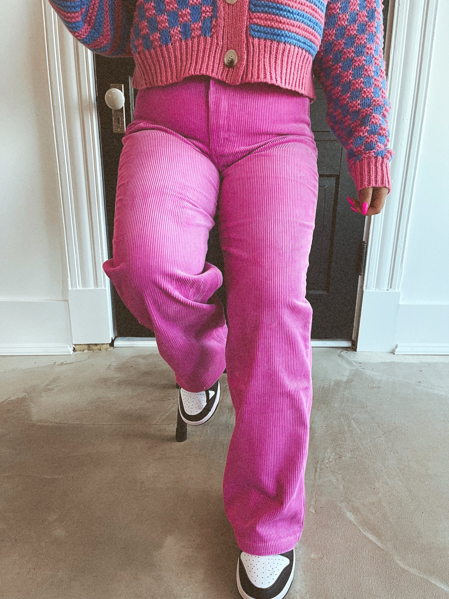 Pink Roses Corduroy Pants