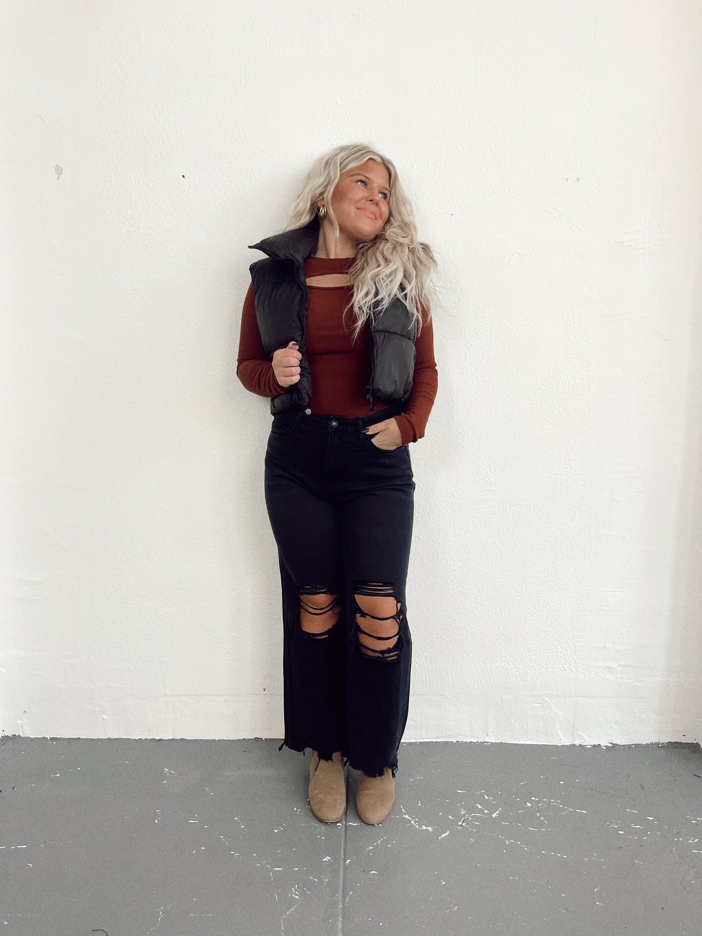 Cinnamon Cutout Long Sleeve