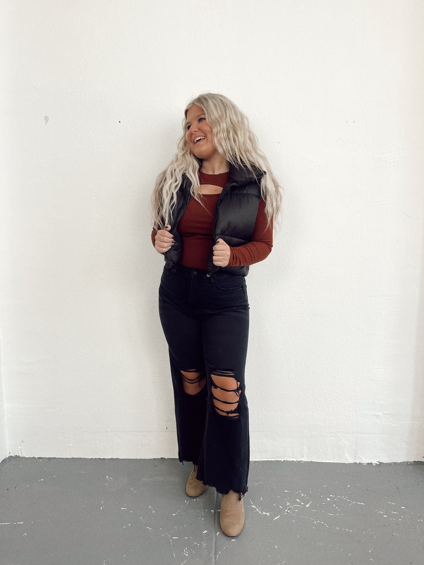Cinnamon Cutout Long Sleeve