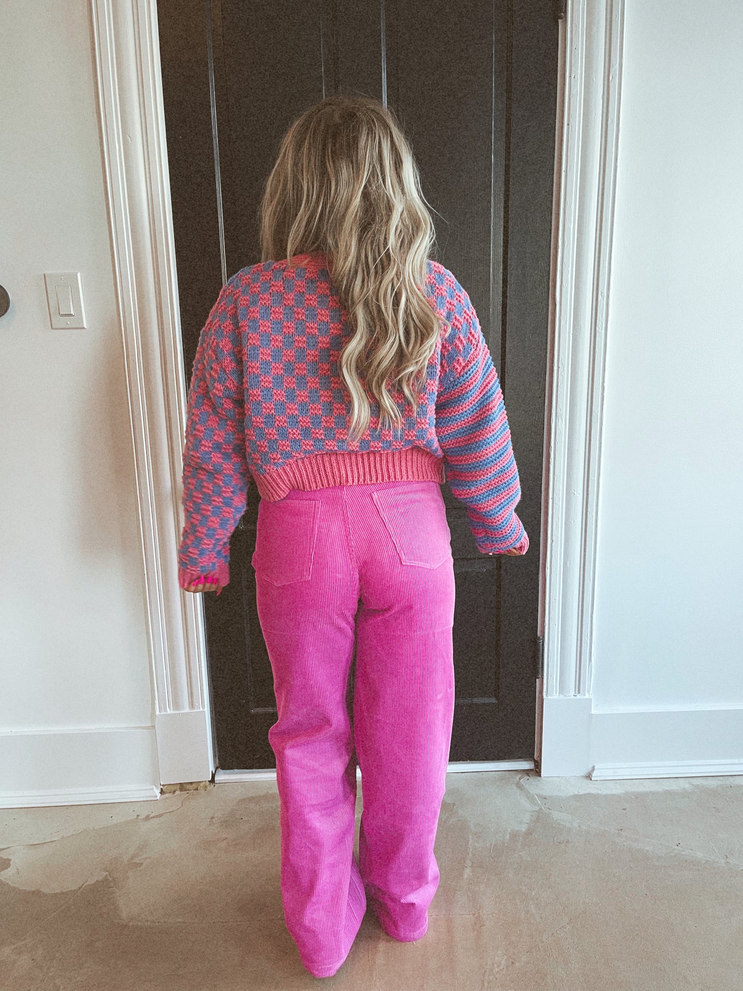 Pink Roses Corduroy Pants