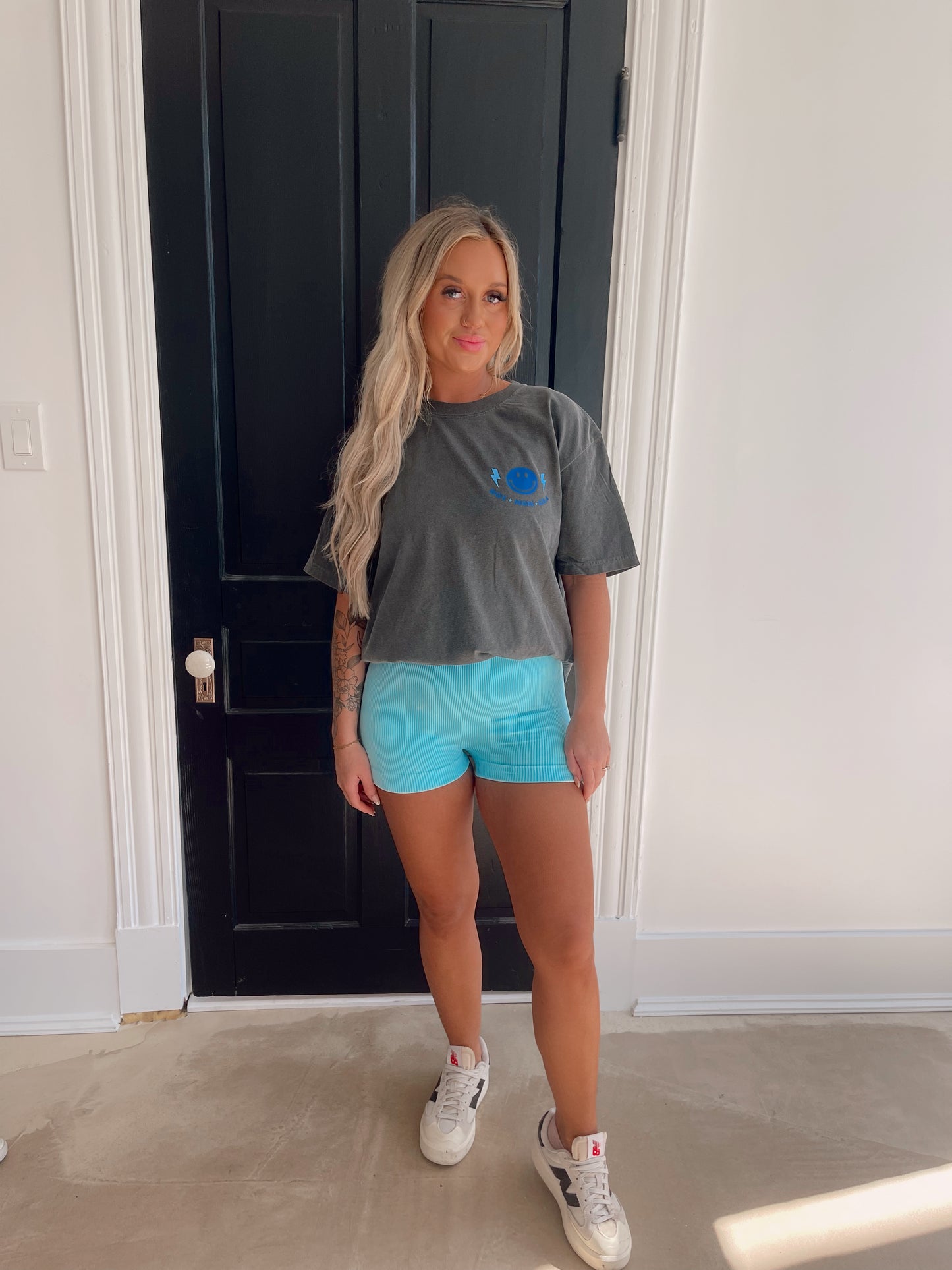 Icy Blue Ribbed Romper