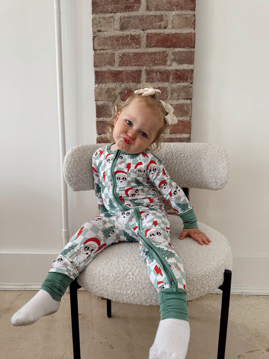 Checkered Santa Bamboo Romper